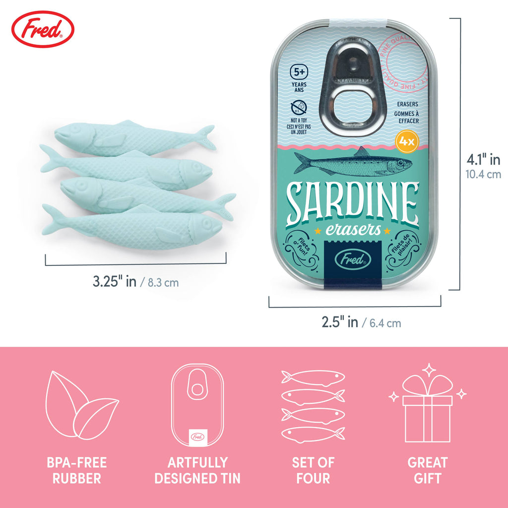 Fred & Friends - Sardine Erasers - Tin of 4