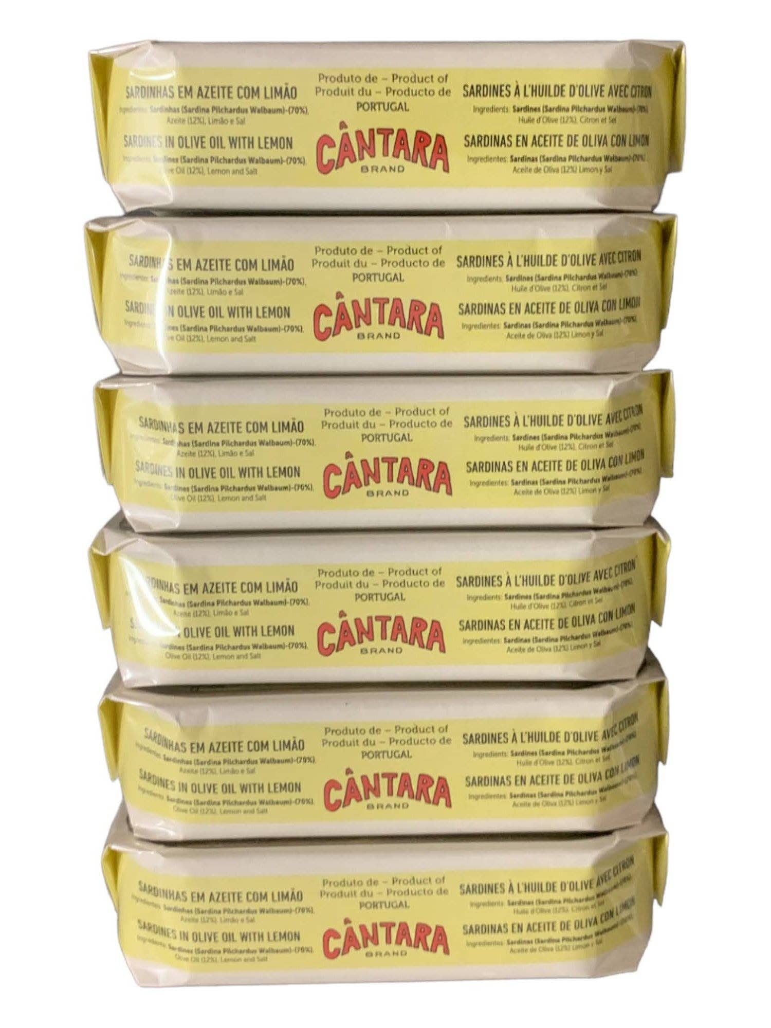 Tin Can Fish ( BELA, Cantara, Mar, Porthos, Varina ) - Cantara Brand Sardines in Olive Oil w/ Lemon - 6 Pack