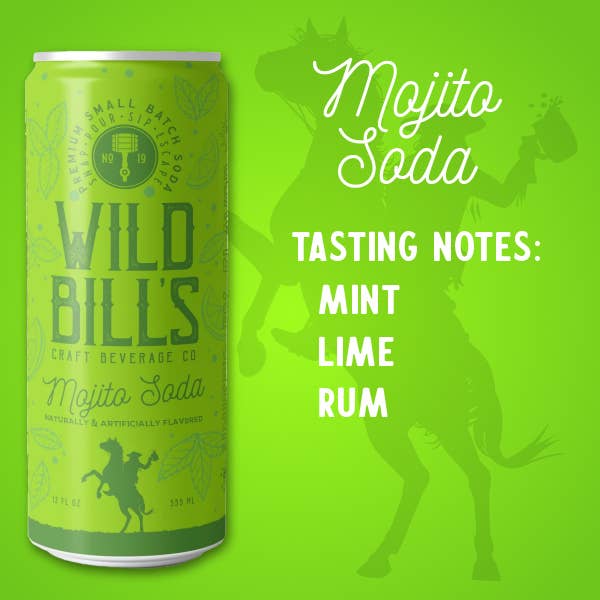 Wild Bill’s Craft Beverage Co. - Mojito Mocktail - Premium Cane Sugar Soda, 12-Pack, Cans