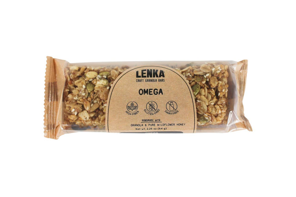 Lenka Craft Granola Bars - Omega Granola Bar - Dairy Free, High Fiber, Gluten-Free