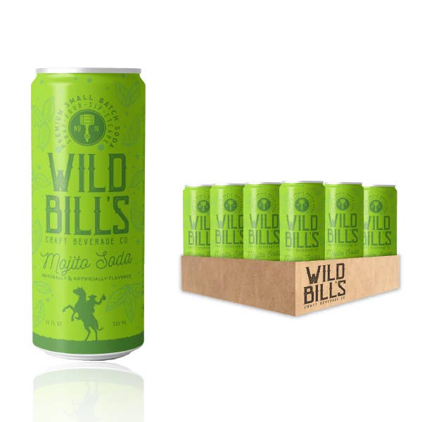 Wild Bill’s Craft Beverage Co. - Mojito Mocktail - Premium Cane Sugar Soda, 12-Pack, Cans