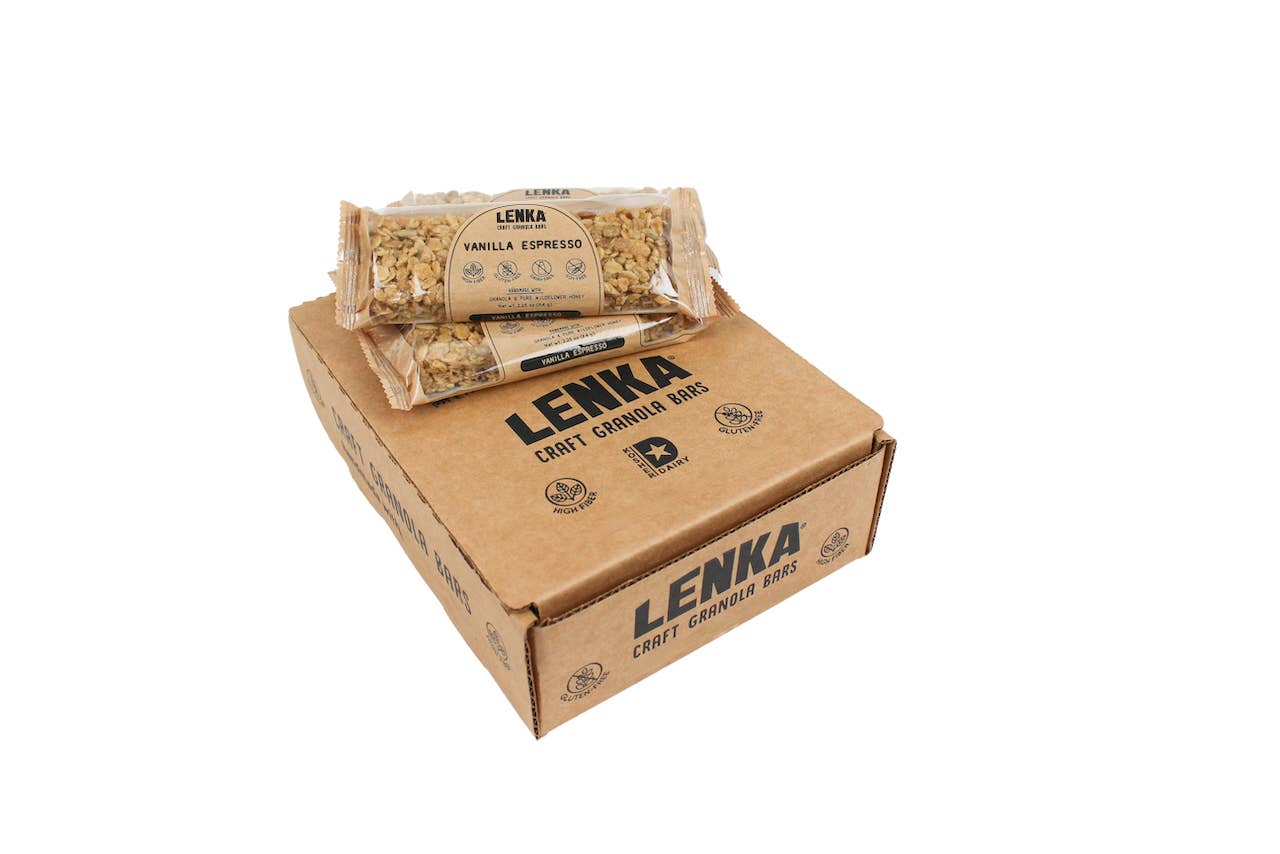Lenka Craft Granola Bars - Vanilla Espresso Granola Bar - High Fiber, Dairy Free