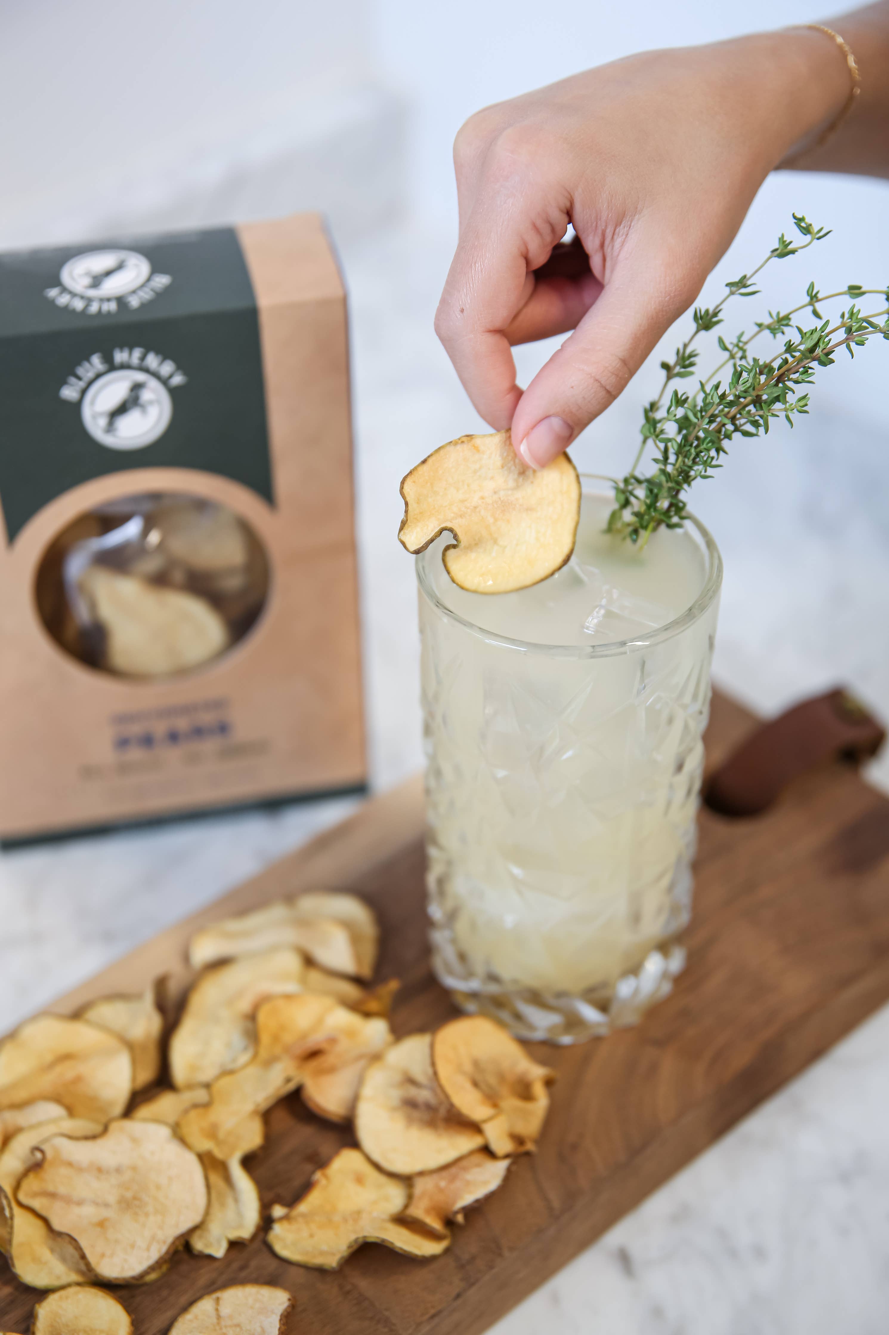 Dehydrated Pear Slice Garnish