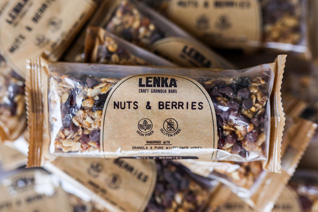 Lenka Craft Granola Bars - Nuts and Berries Granola Bar - High Fiber, Gluten-Free
