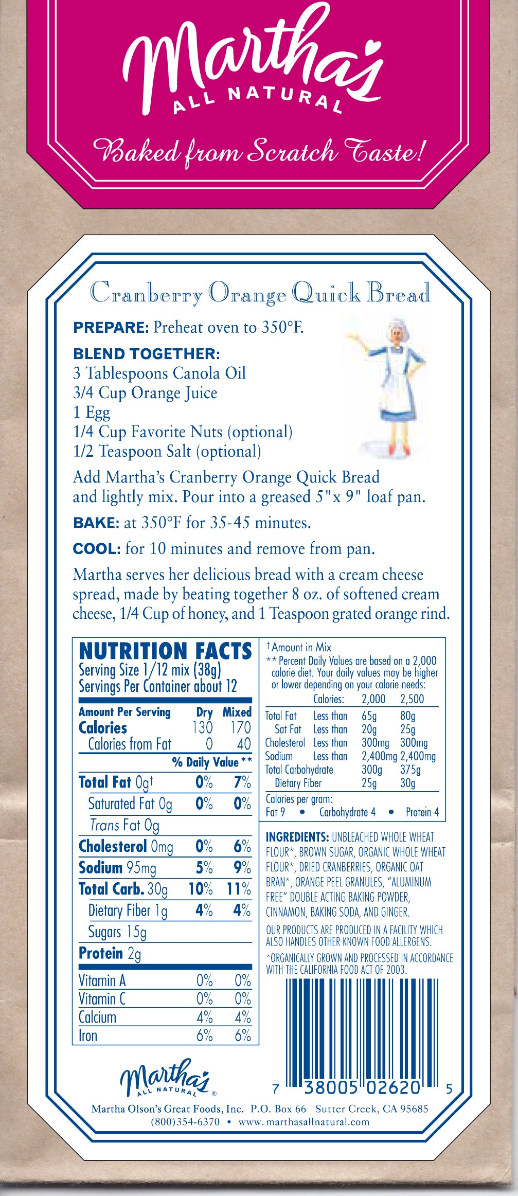 Cranberry Orange Quick Bread Mix