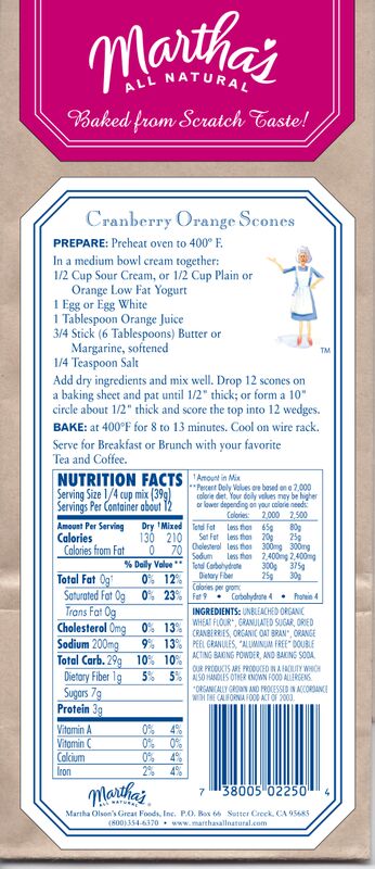 Cranberry Orange Scone Mix