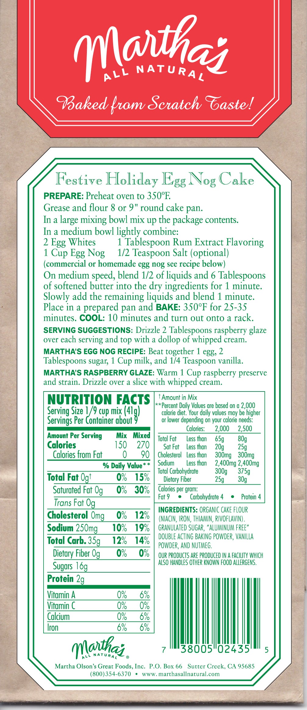 Festive Holiday Egg Nog Cake Mix