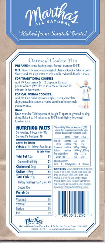 Oatmeal Cookie Mix - Just Add Water