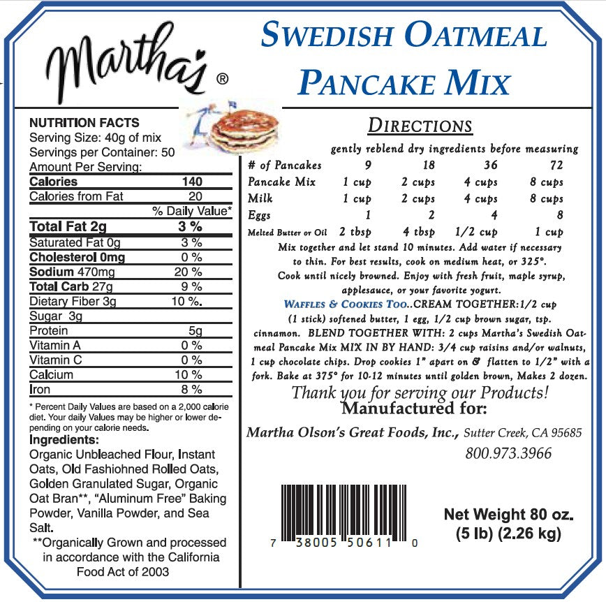 Swedish Oatmeal Pancakes - 30 lbs.