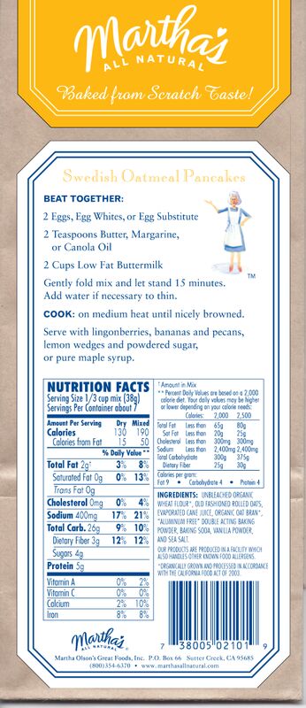 Swedish Oatmeal Pancake Mix