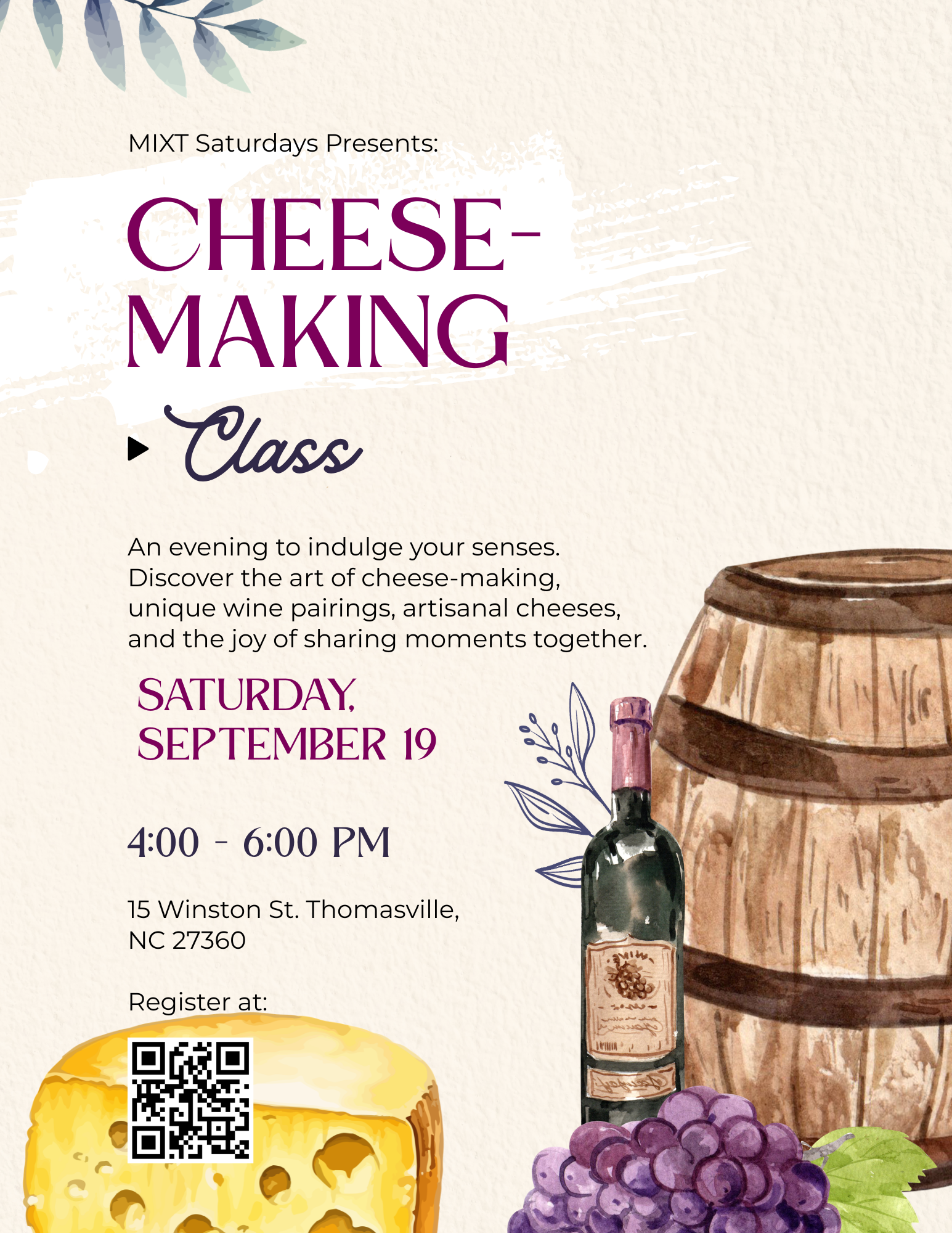 MIXT Saturdays Cheese-Making Class SEPT 19