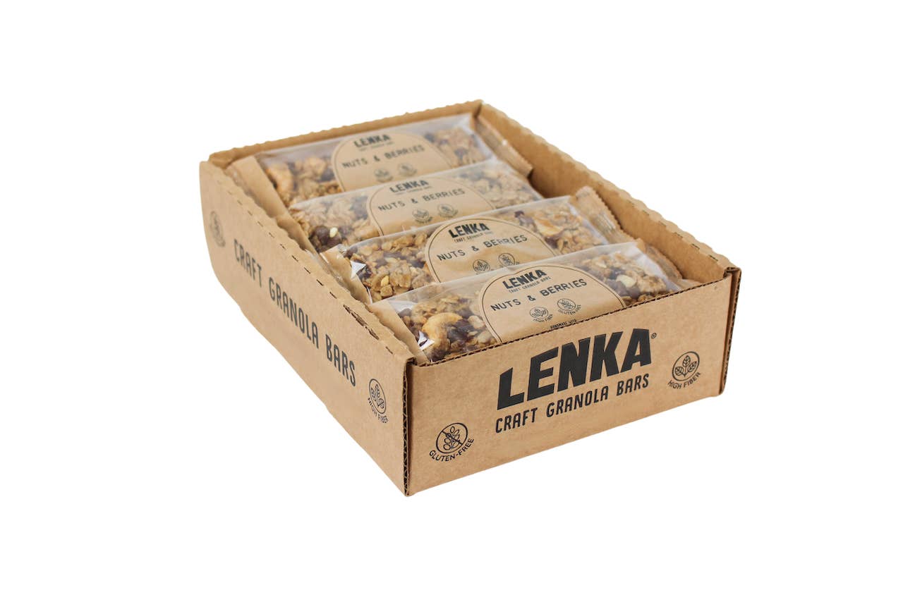 Lenka Craft Granola Bars - Nuts and Berries Granola Bar - High Fiber, Gluten-Free