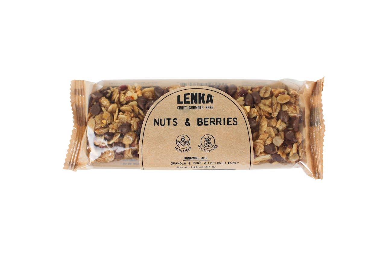 Lenka Craft Granola Bars - Nuts and Berries Granola Bar - High Fiber, Gluten-Free