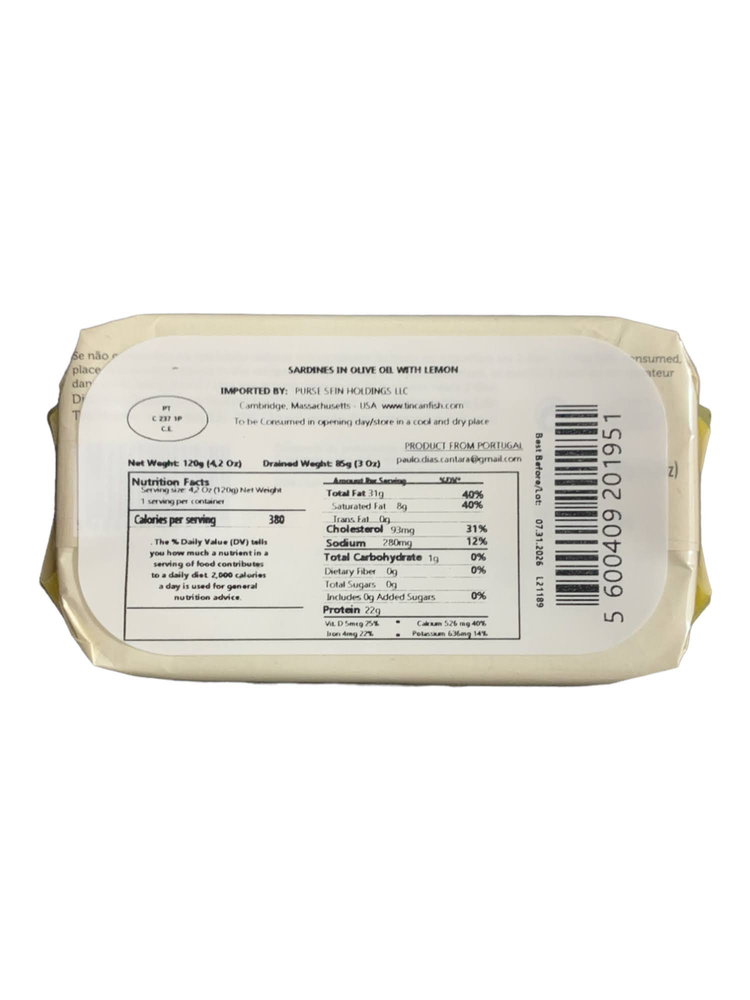Tin Can Fish ( BELA, Cantara, Mar, Porthos, Varina ) - Cantara Brand Sardines in Olive Oil w/ Lemon - 6 Pack