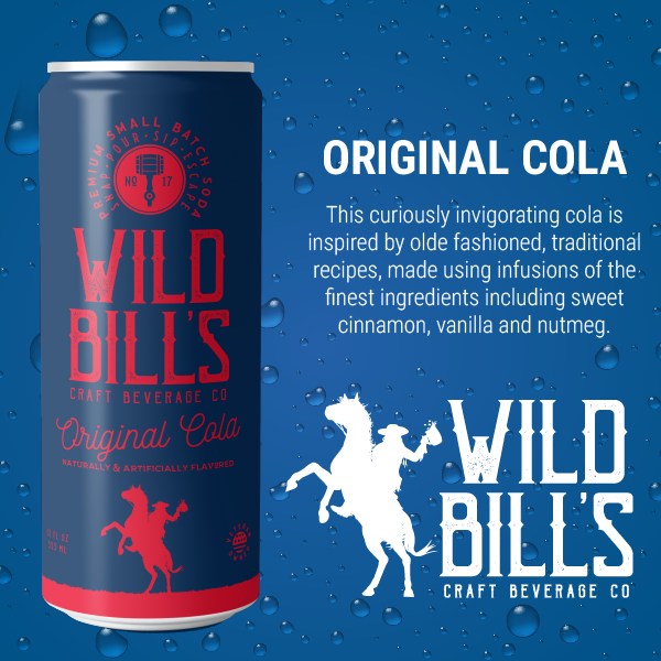 Wild Bill’s Craft Beverage Co. - Original Cola - Premium Cane Sugar Soda, 12-Pack, Cans