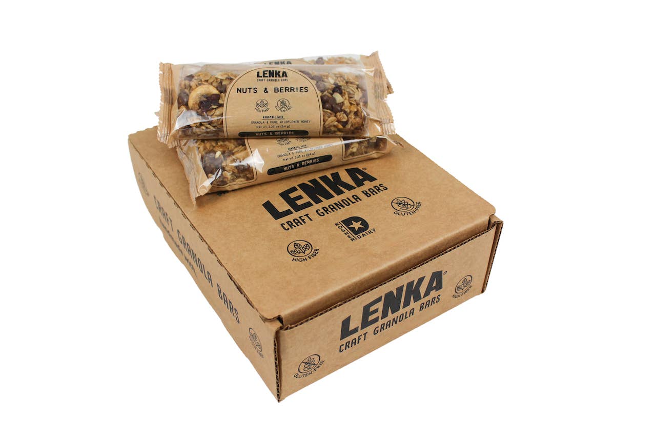Lenka Craft Granola Bars - Nuts and Berries Granola Bar - High Fiber, Gluten-Free