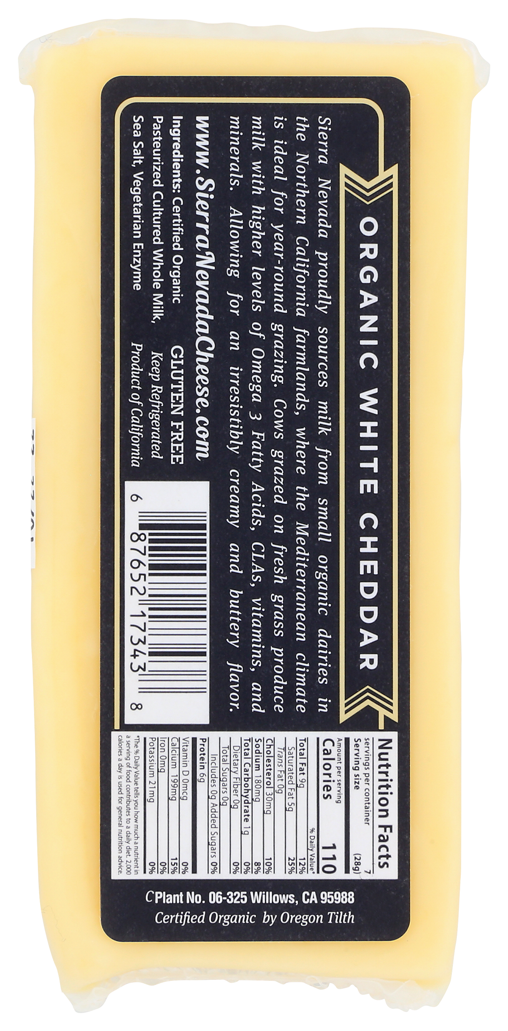 Sierra Nevada Cheese Company - Organic, Farmhouse White Cheddar Brick 12/7oz