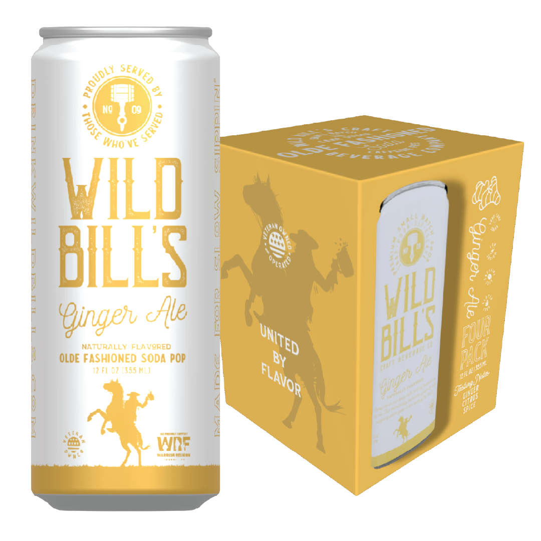 Wild Bill’s Craft Beverage Co. - Ginger Ale - Premium Cane Sugar Soda, 4-Pack, Cans