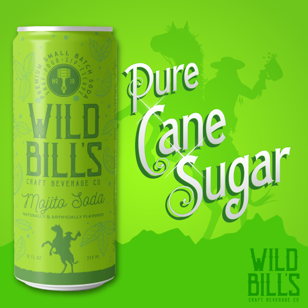 Wild Bill’s Craft Beverage Co. - Mojito Mocktail - Premium Cane Sugar Soda, 12-Pack, Cans