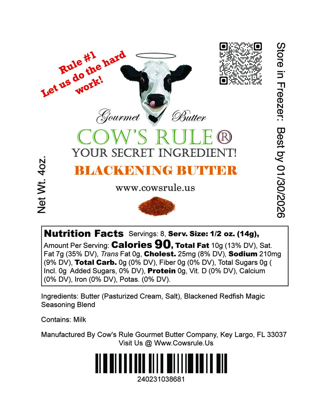 Cow's Rule Gourmet Butter Company - Blackening Compound Butter 4oz.