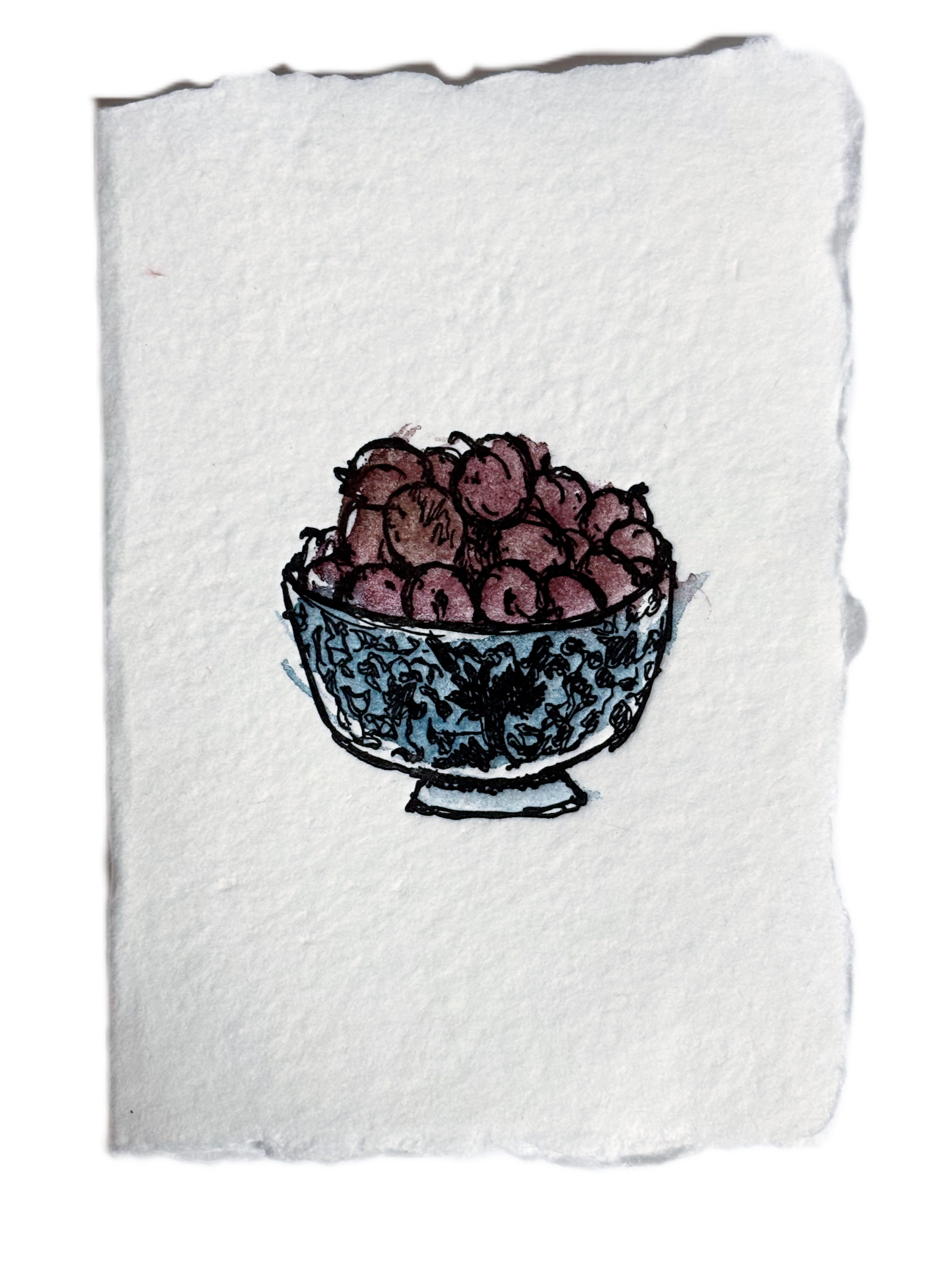 farmette - NEW! Bowl of Plums Hand-painted Card
